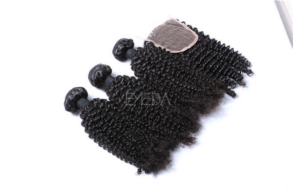 3 bundles afro kinky curl virgin hair weaves with closure  zj0030